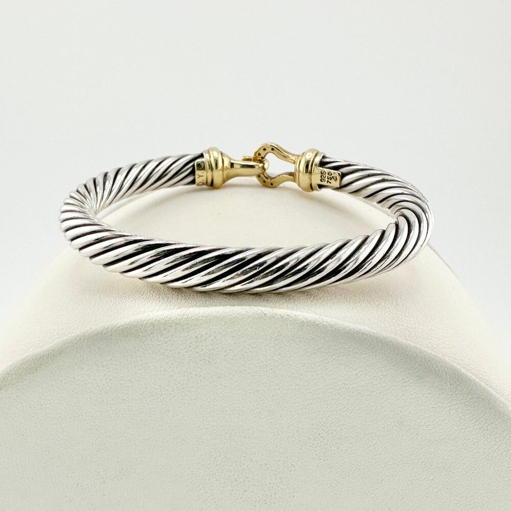 David Yurman Buckle Bracelet w/ 18K Yellow Gold & Diamonds - 7mm - Medium - Picture 5 of 10